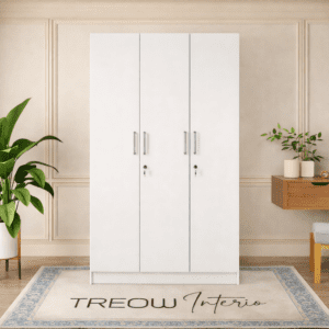 Treow Interio 3-Door Wardrobe – Elegant White Edition