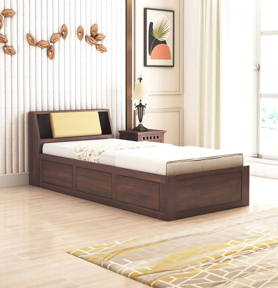 Tarush Single Size Engineered Wood Bed with Storage - Non-storage, Zebrano, With Storage, Enginering Wood